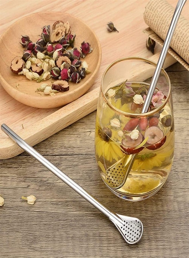 Much Hotter 304 Food-Grade 18/8 Stainless Steel Drinking Filter Straws, Straw 7.2 inch Long Spoon Straws for Mate Tea，Coffee Stirrer Stick for Iced Tea, Cocktail, Set of 3 with 3 Cleaning Brush (silver) - Image 5